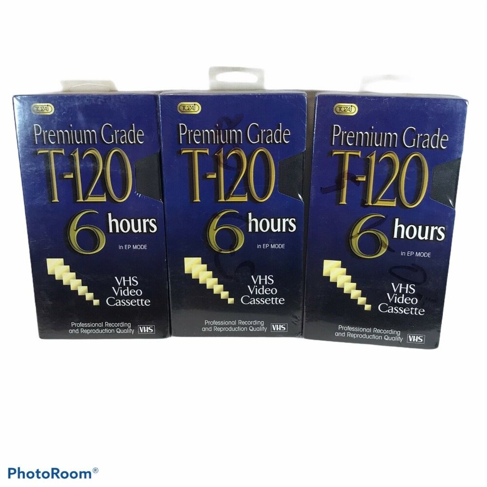 Tozai Premium Grade T-120 Three VHS Tapes New
